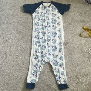 NEST DESIGNS - Raglan Bamboo Pima Short Sleeve Sleep Suit 0.6 TOG - Blue Reef